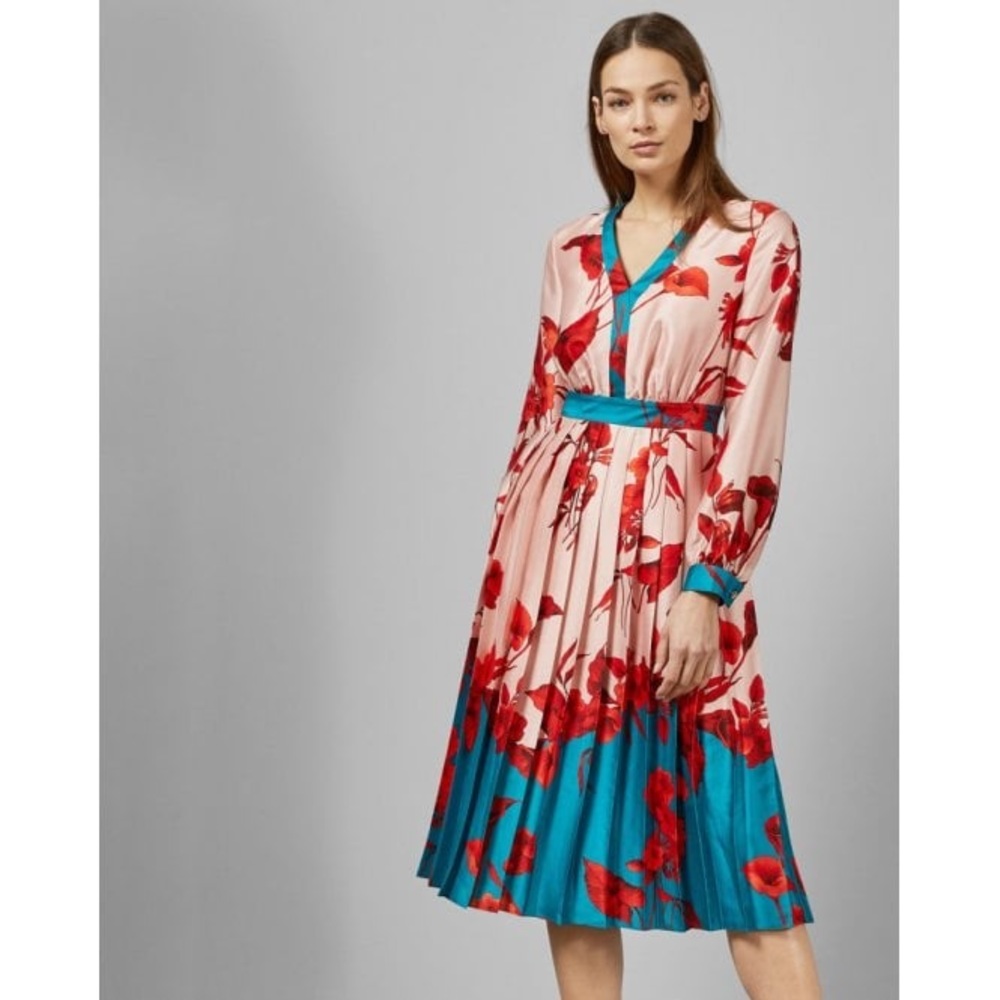 Ted Baker KAROLYN Fantasia Bow Neck Midi Dress Pin